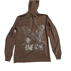 Y2k Vintage BCBG Bling B Zipper Maxazria M Zip Up Track Jacket Brown Mirrored